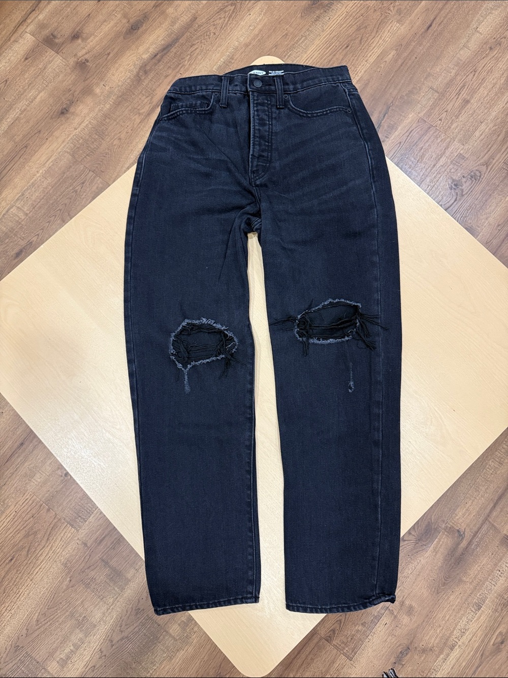 Old Navy Sky-Hi Straight Extra High Rise Black Jeans